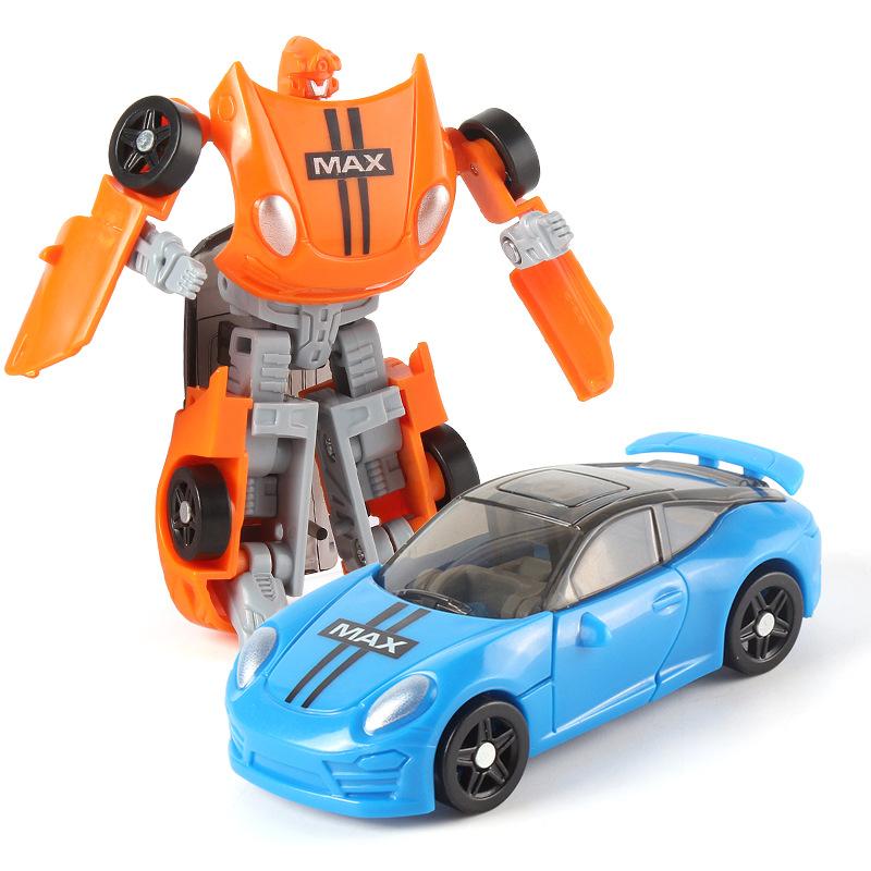 Children's Transforming Toy Car & Robot 2 In 1 Mini Manual Deformation Car Toy Pocket Robot Model Boy's Birthday Gift