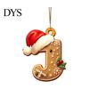 Reusable Acrylic Snowflake Berry Ornaments 2D Flat Christmas Ornaments, Gingerbread Letter Pendant with Santa Claus, Decorative Cookie Initial