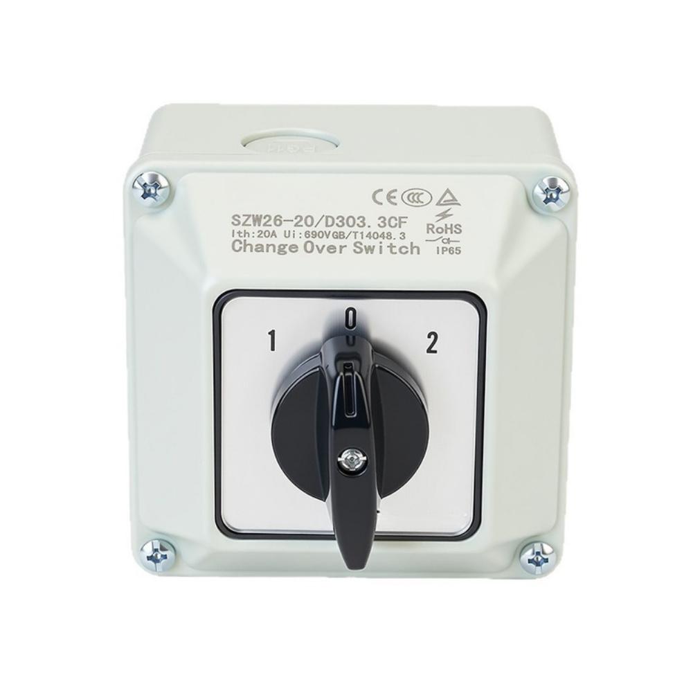 SZW26-20/D303.3CF Rotary Changeover Switch 3 Position 3 Sections Changeover Switch 20A 690V Waterproof With Protective Case