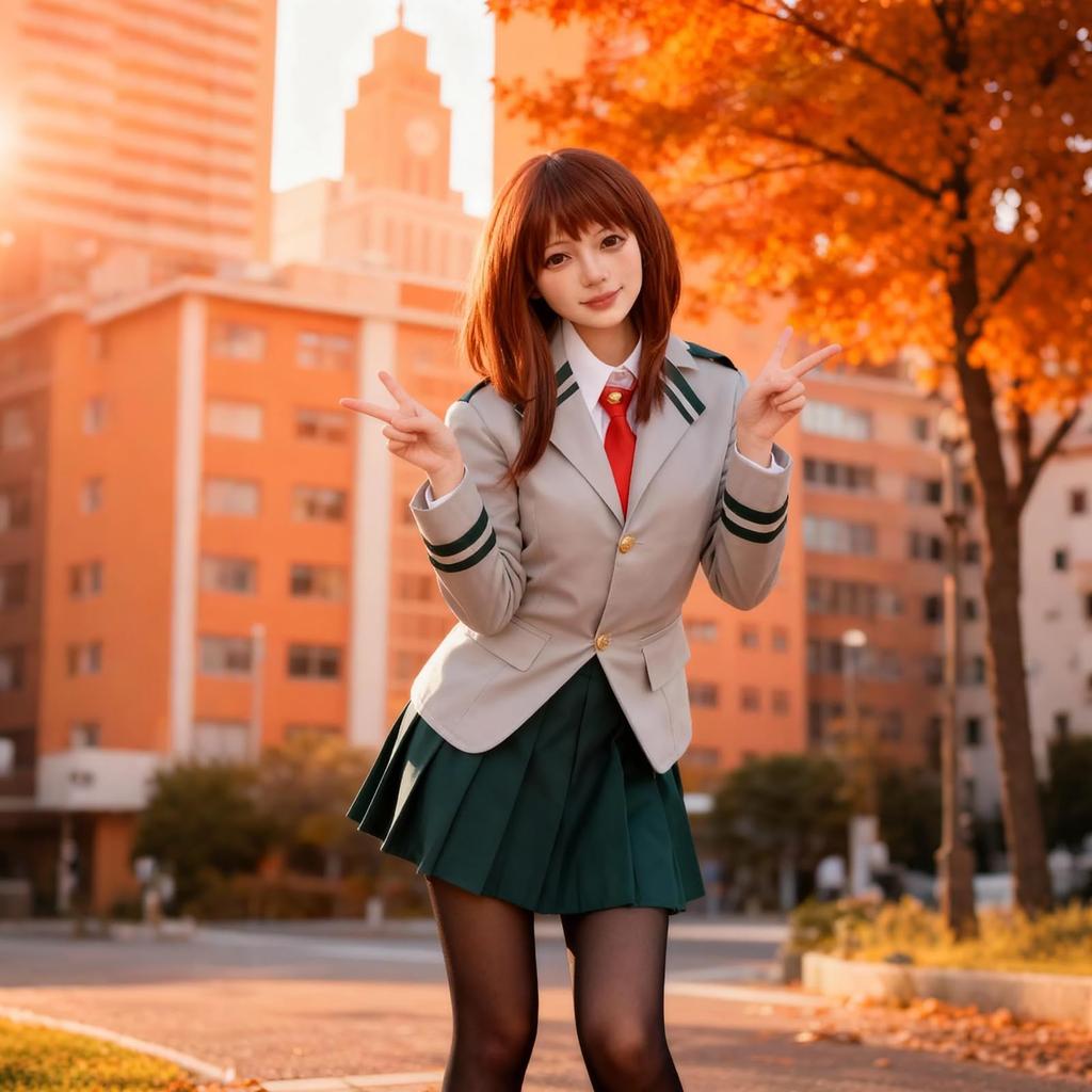 My Hero Academia Halloween Cosplay Ochaco Uraraka Tsuyu Asui Hero Academia Cosplay Anime Costume School Festival Costume Disguise Cosplay Photo Shoot