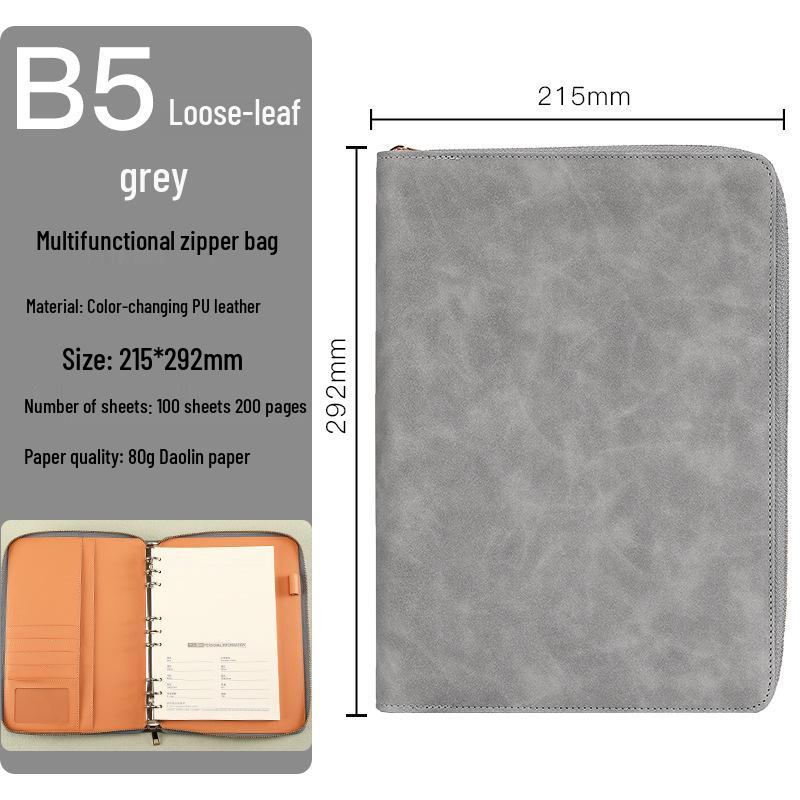 Custom Business Notebook with Zipper Bag - Multifunctional A6/B5 Notepad & Manager Folder