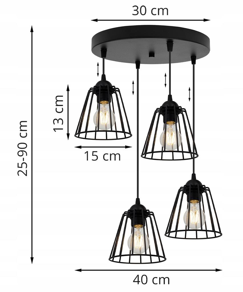 BLACK WIRE HANGING LAMP LOFT LED CHANDELIER