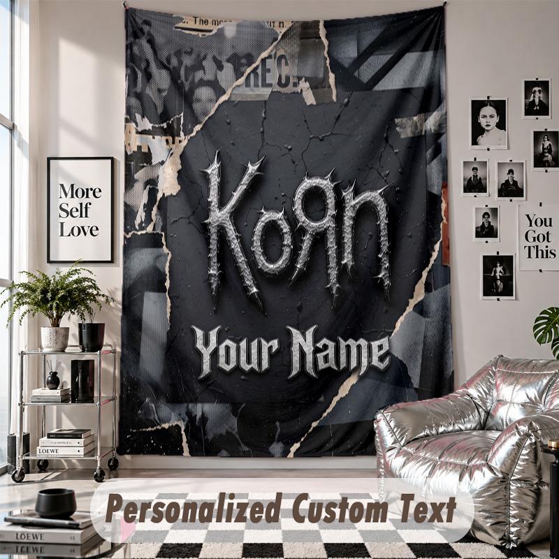 Wall Hanging Tapestry With Custom Name & Text, Korn Decorative Tapestry For Bedroom