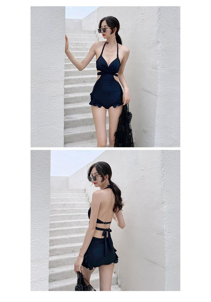 Korean Style 2025 Sexy Women's Swimsuit: One-Piece & Two-Piece Options for Small Chest Gathering