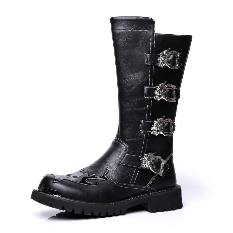 Fashion 2025 Autumn Winter New Designer Leather Long Boots for Men Fashion Casual Black Big Head Work Knee High Boots Shoes Man