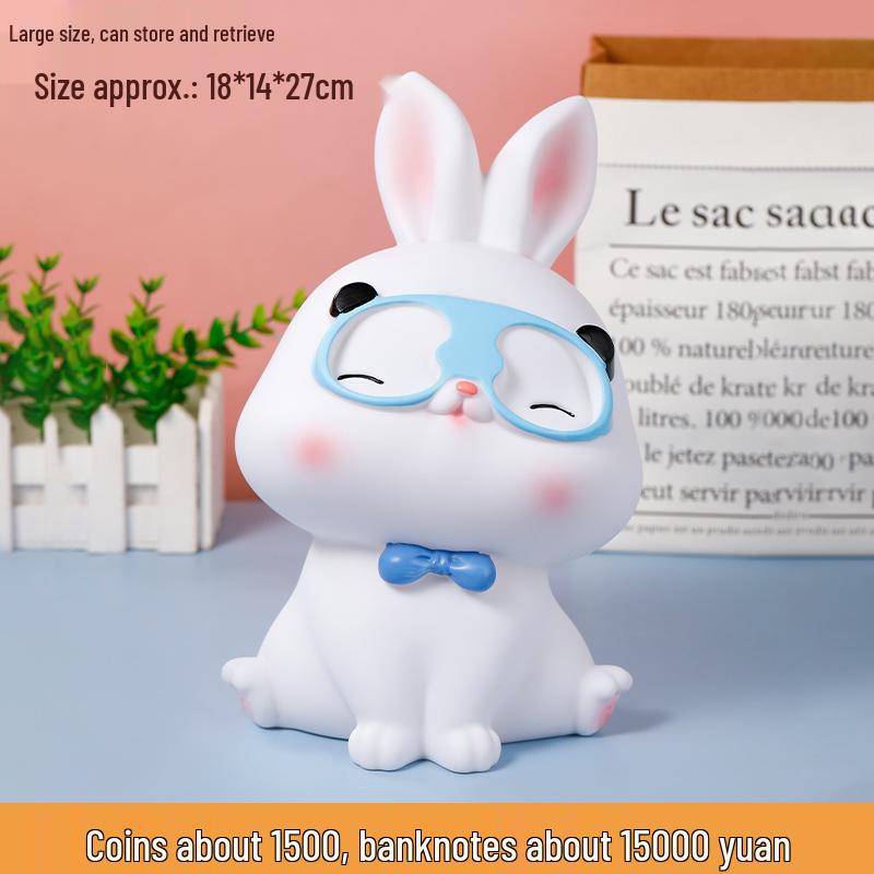 2024 Large Capacity Cute Rabbit Piggy Bank - Durable Vinyl Cartoon Savings Bank with Easy Access