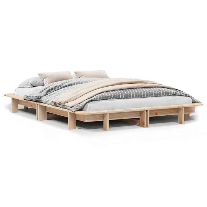 VidaXL Cadre de lit 120x200 cm bois de pin massif, meuble de chambre à coucher, sommier, lit en bois 350662