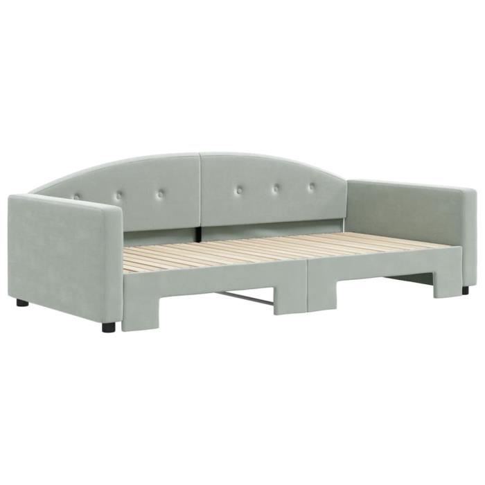 VidaXL Lit de jour avec lit gigogne gris clair 100x200 cm velours 3197308