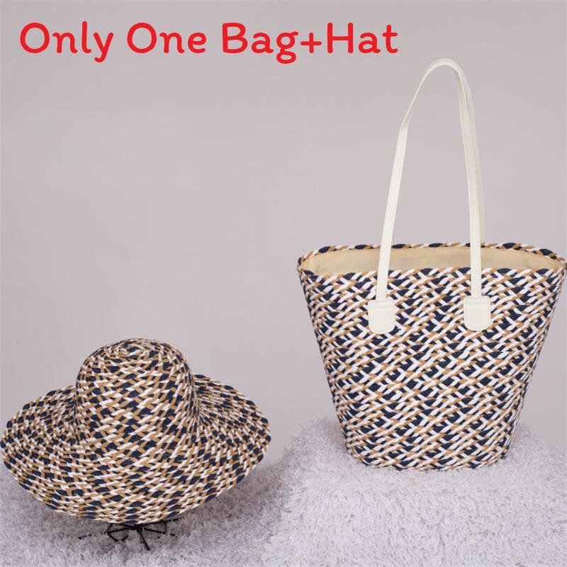 Straw Hat And Bag Set With Sun Protection For Outdoor Travel Casual Summer Adults