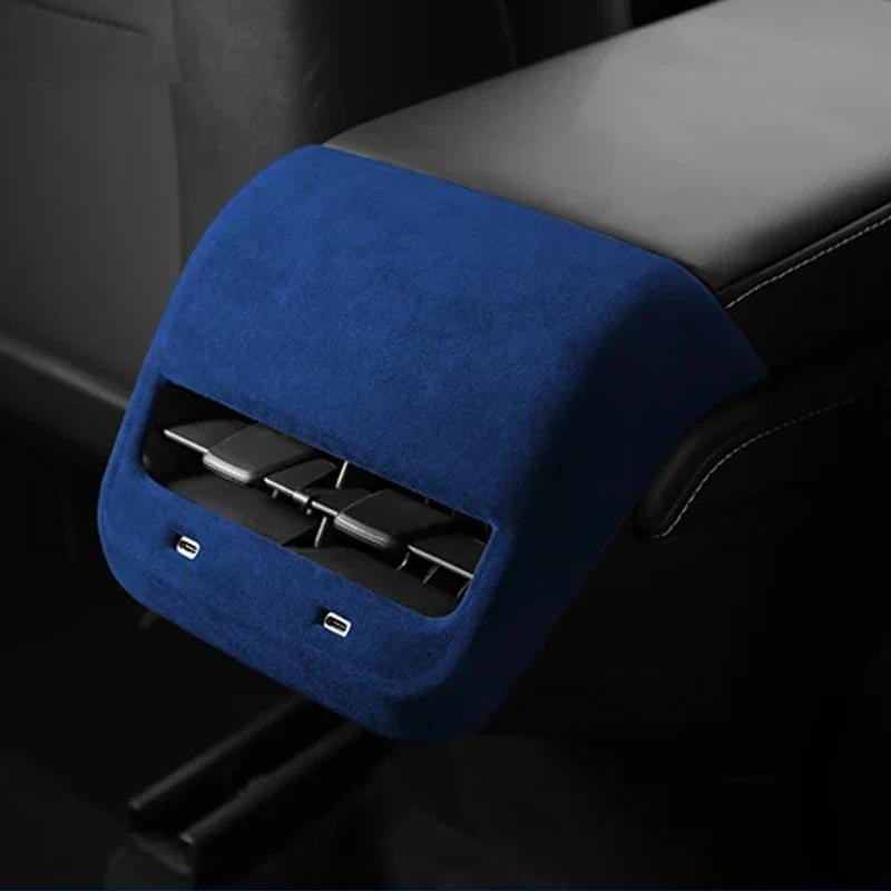 

Car Rear Air Condition Vent Outlet Cover For Tesla Model 3/Y Interior Alcan tara Auto Back Exhaust Vent Decorative Sheath Shell