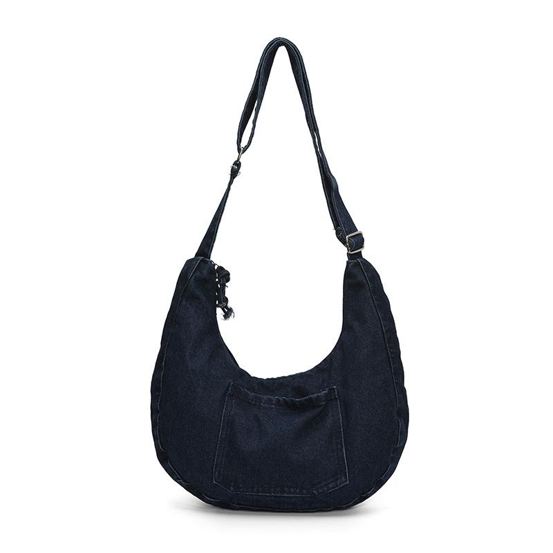 New denim casual simplicity 2025 simple large capacity literary retro lazy wind crossbody shoulder bag women