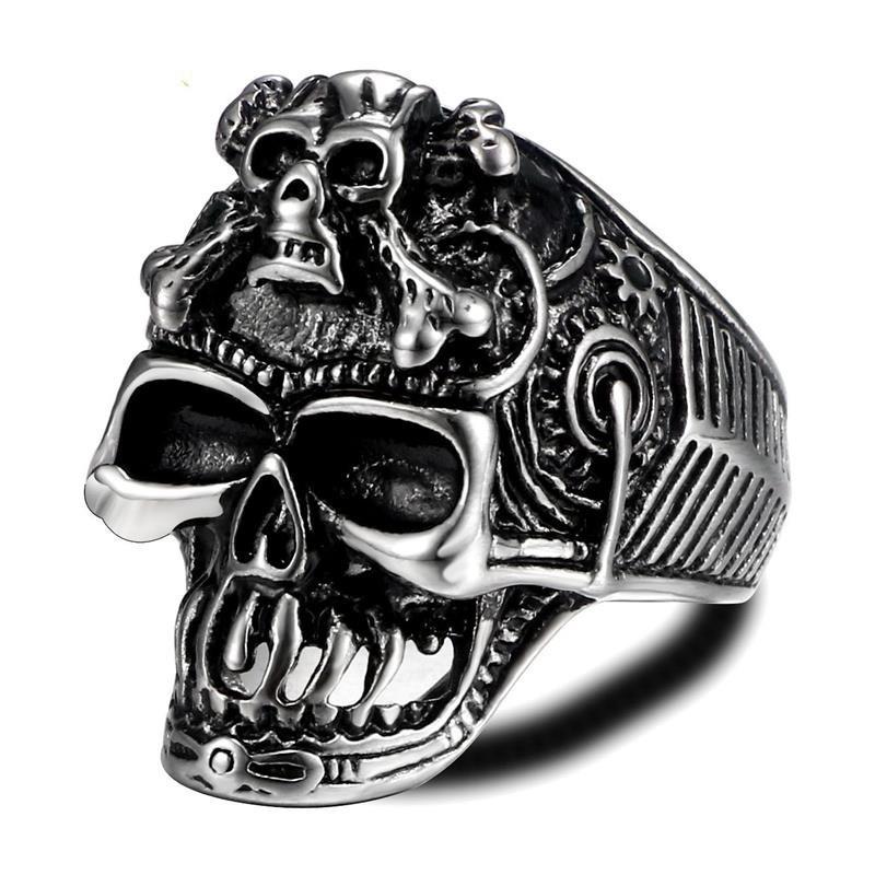 Adjustable Skull Ring Men Women Vintage Punk Gothic Style Copper Open Band Jewelry Accessory