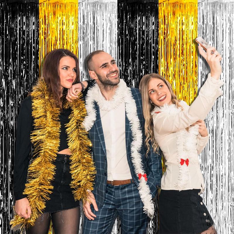 Silk Tassel Door Curtain: Black, Gold & Silver Decoration for Parties, Events & Photos