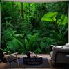 2D Flat Printed Jungle Forest Tapestry, Vibrant Green Rainforest Wall Art Background Cloth