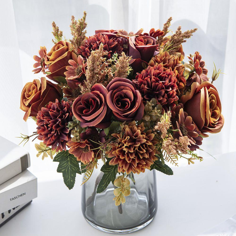 High Quality Artificial Flowers New Year's Decoration Wedding Garden Rose Arch Christmas Home Fake Silk Rose Hydrangea for Party