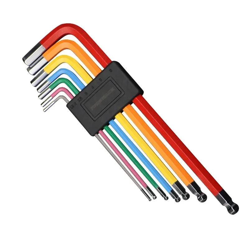 

7Pcs Colorful Bicycle Hex Key Set Flat & Ball Head Hexagon Spanners 1.5-6mm Sizes for MTB Road Bike Repair Tool Kit