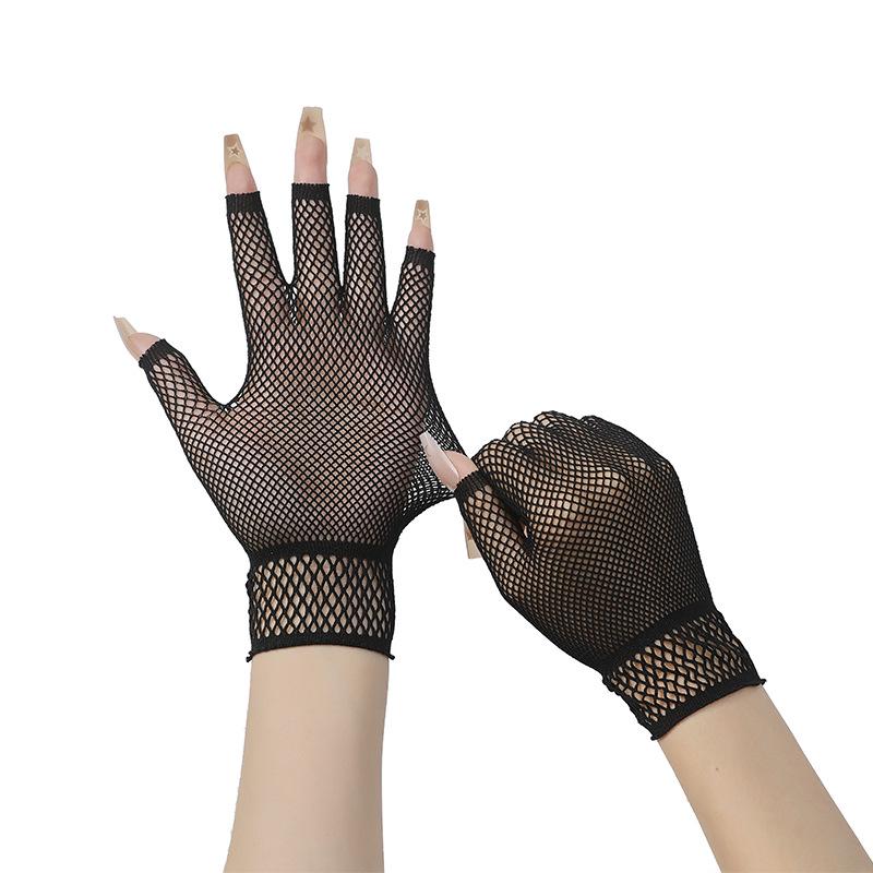 Sexy Half-Finger Mesh Gloves for Theme Parties & Halloween
