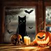 6 ks Halloweenské velké samolepky na okno s duchem Strašidelní duchové Netopýři Černá kočka Dýně Samolepky Odnímatelné Statické samolepky pro skleněnou okenní nástěnnou dekoraci