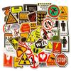 50Pcs Warning Danger Banning Sign Stickers Phone Bike Wall Scrapbook Motorcycle Cool Car Waterproof Cartoon Sticker for Kid Toy