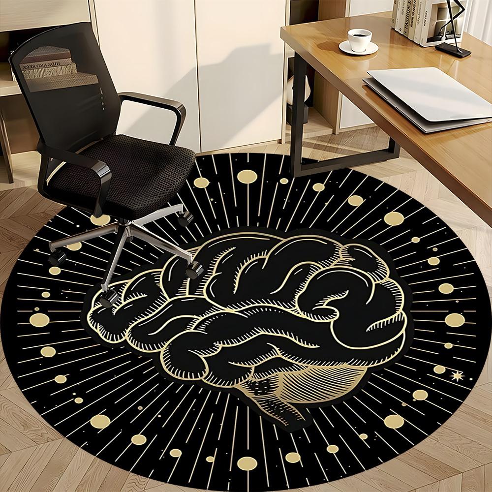 1pc Cerebral Cosmos Office Round Area Rug,  Mat Suitable For Office, Under Office Chairs Bedroom Living Room Home Decor, Room Deco