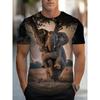Men's 3D Elephant Print T-shirt Short Sleeved T-shirt Breathable Polyester Round Neck Casual Streetwear Top