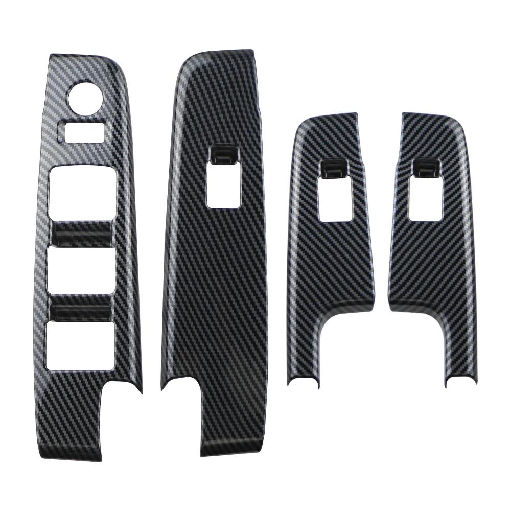 4Pcs Carbon Fiber Car Door Armrest Window Lift Panel Cover Sticker Trim for Isuzu D-Max Dmax 2021 2022 2023 LHD Accessories