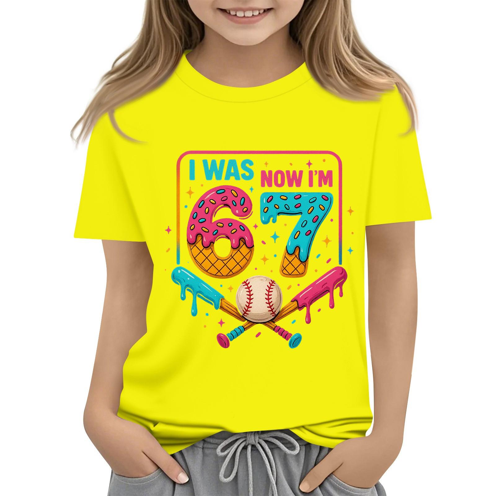 

Футболки для малюків, дівчаток, хлопчиків, дитячі футболки з принтом і короткими рукавами для хлопчиків і дівчаток 160 жовтий