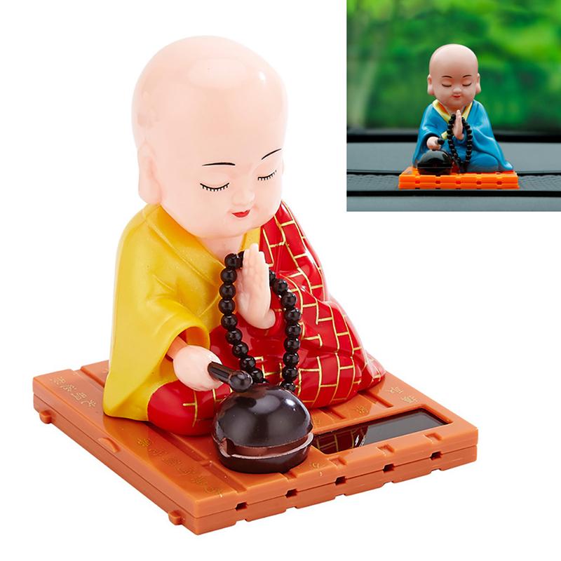 Cute Car Ornament Solar Shake Head Little Monk Good Fortune Car Rearview Pendant