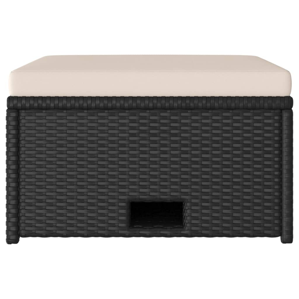 4 piece garden lounge set with cushions poly rattan black