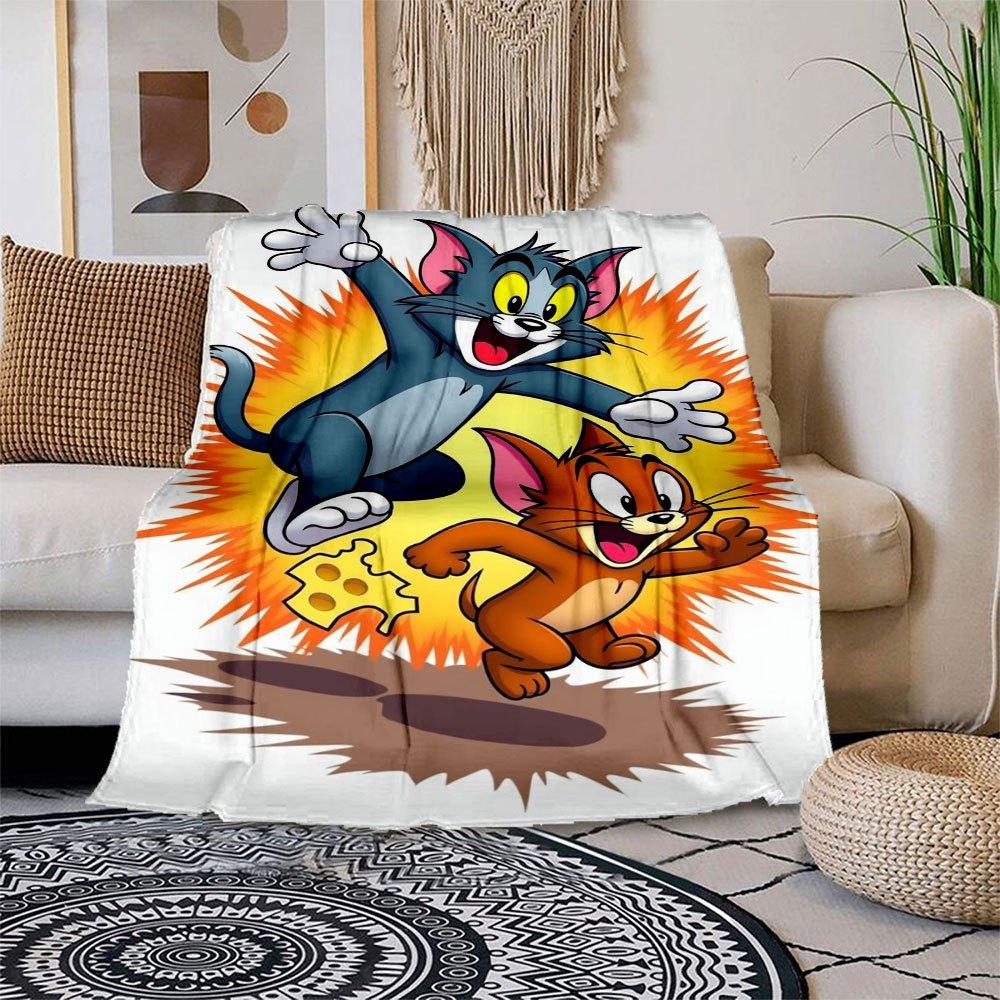 

Tom & Jerry Adventure: Classic Cartoon Characters Blanket Flannel Throw Blanket for Sofa, Bed, Travel, Camping, Office 100x150cm