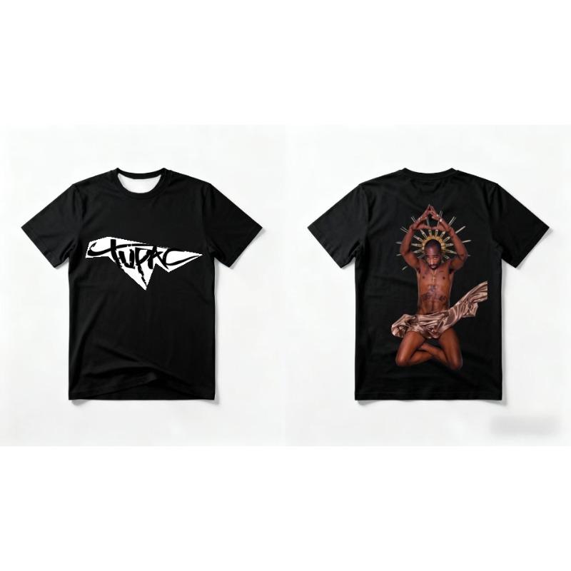 Rapper Tupac 2pac 3D Print Summer Fashion Men's T-shirt Clothing Casual Short Sleeve T-shirt for Hiphop Men Tops GHETTO STAR