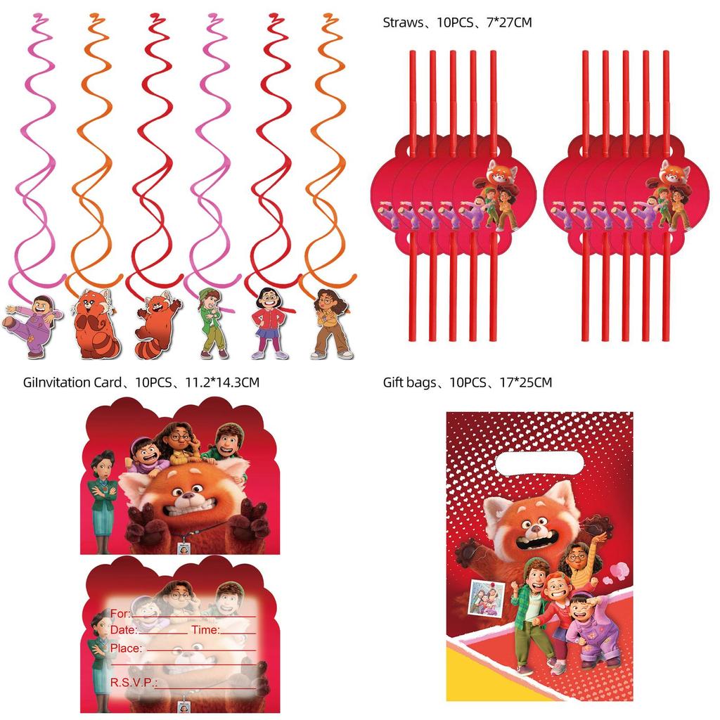 Turning Red Birthday Party Set With Adorable Cartoon Decorations And Surprises
