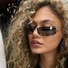Fashion Square Hollow Frame Y2K Sun Glasses Edge Cut Personality Versatile Sunglasses Female Street Shooting