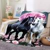 1pc Horse Art Print Blanket, Lightweight Flannel Fleece with Digital Printing, Soft Warm for Sofa, Travel, Camping, Office, Couch, Chair, and Bed, All