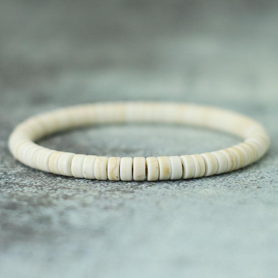 

Noter New Minimalist White Howlite Stone Bracelet Unisex 6/8/10mm Round Spacer Beads Braslet Bohemian Beach Accessories Pulsera