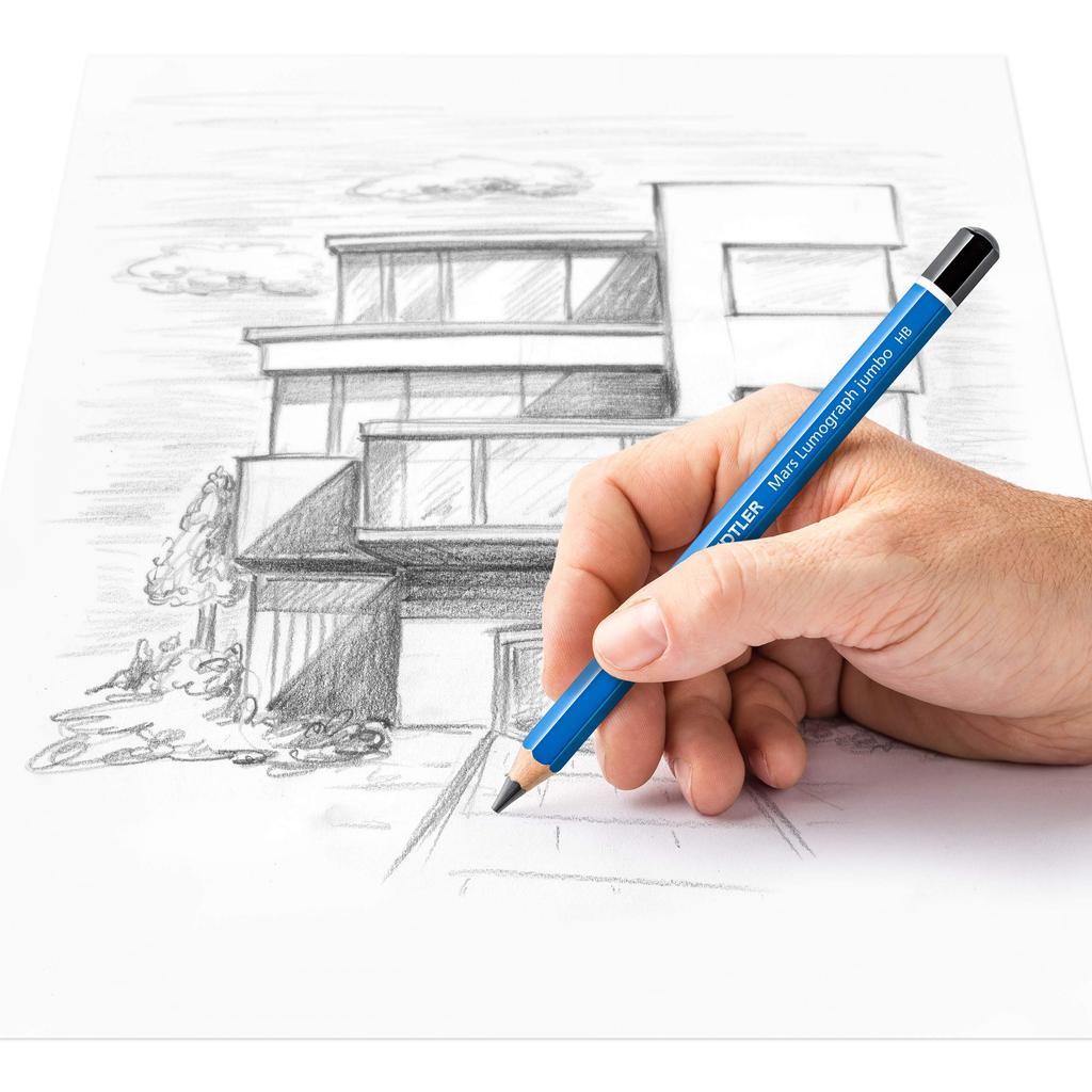 STAEDTLER Pencil HB Mars Lumograph Jumbo Thick Shaft Writing Drawing 6 Pieces 100J-HB6