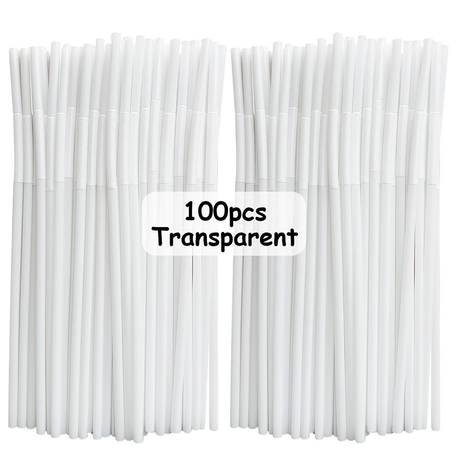 100pcs 25cm Disposable Plastic Straw Stretchable Artistic Curved Straw for Juice Beverage Soda Restaurant Tableware Accessories
