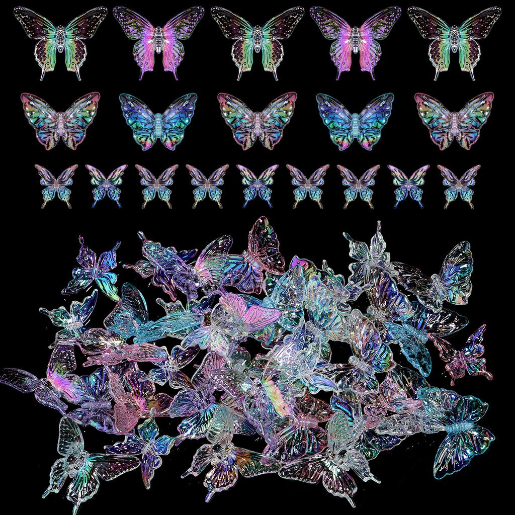 10Pcs Acrylic 3D Butterfly Charms Color Plated Loose Spacer Bead for Jewelry Making Accessories DIY Bracelet Earring Phone Chain
