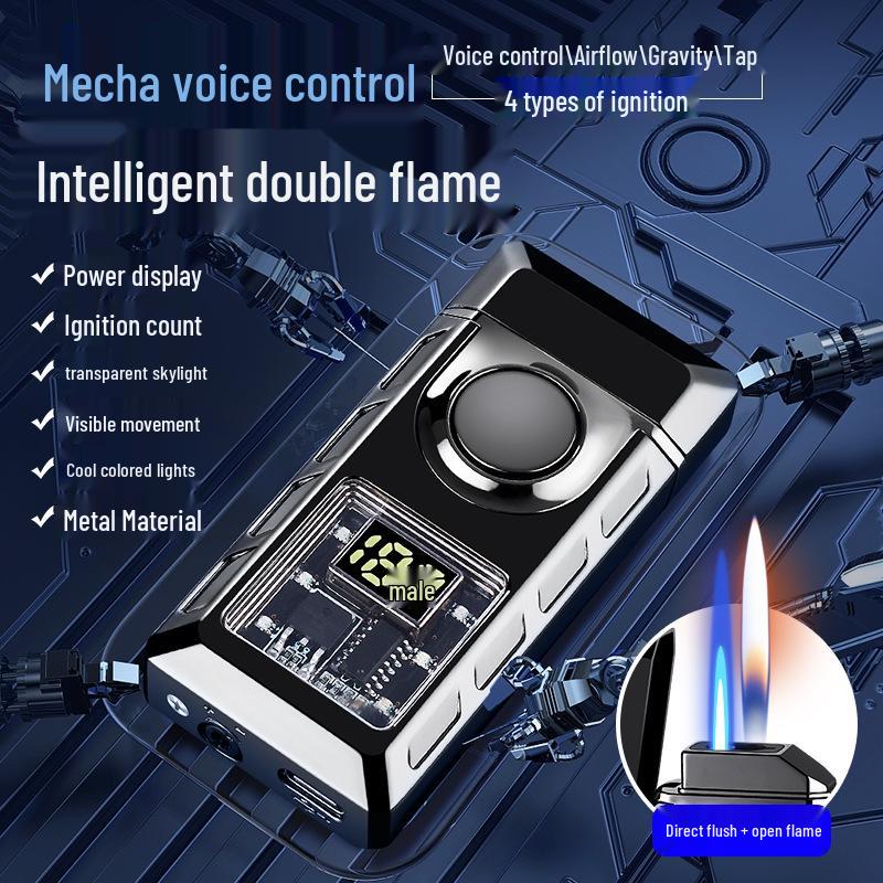 Authentic Voice-Controlled Windproof Double-Flame Lighter - Personalized Gift Trend