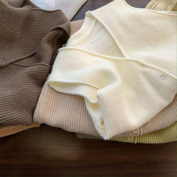 Autumn 2025 Korean Style V-Neck Loose Fit Sleeveless Cardigan Vest