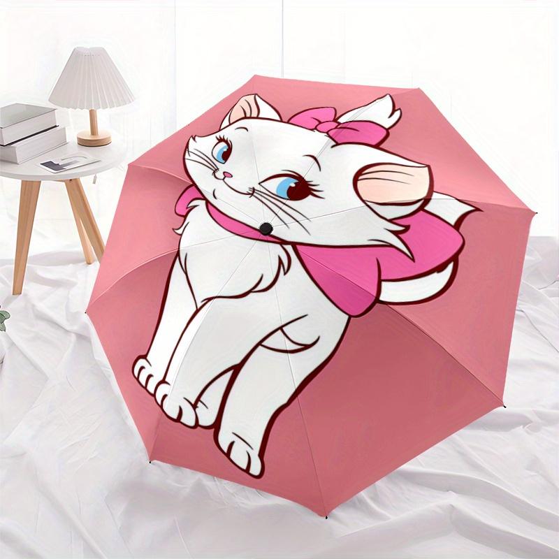 

1pc Adorable Aristocats Marie Cat Pink Bow Automatic Open/CloseUmbrella-CuteUmbrella with Cute Design, Portable 3-Fold Compact Umbrella for