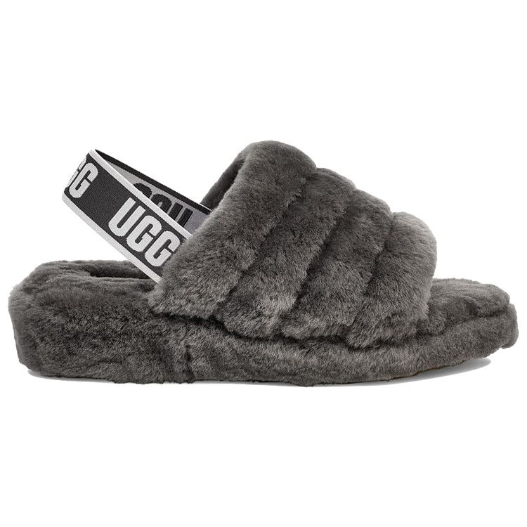 UGG Fluff Yeah Slide Charcoal Women Sneakers Grey 1095119-CHRC