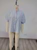 2026 Spring/Summer Women's Plus Size Blue & White Striped Loose Short-Sleeve Casual Shirt