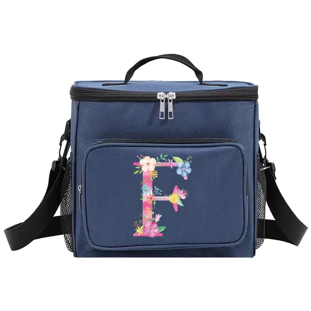 Lunch Box Cooler Organizer Case Thermal Handbag Waterproof Outdoor Travel Shoulder Lunch Bag for Men and Women Pink Pattern