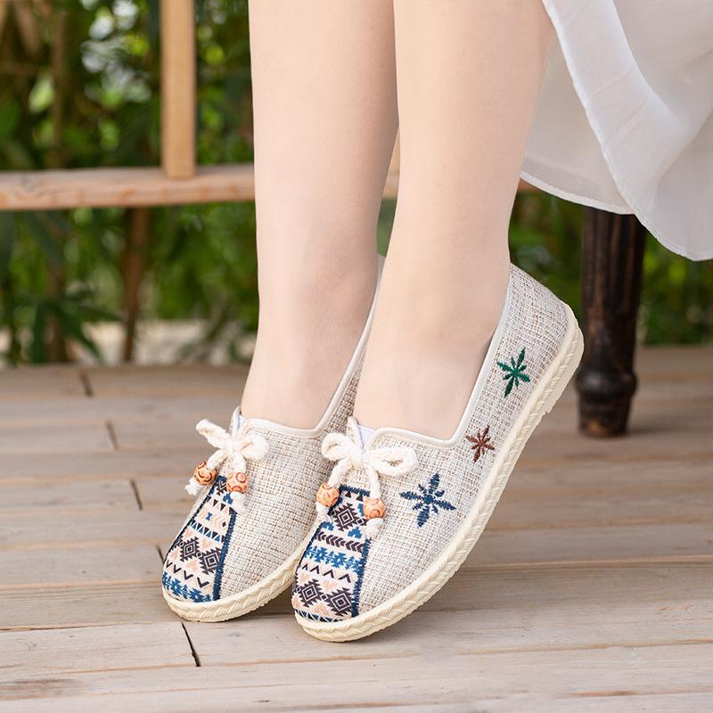New Style Cloth Shoes Women's Single Shoes Breathable Soft-soled Flat Shoes Mom Shoes