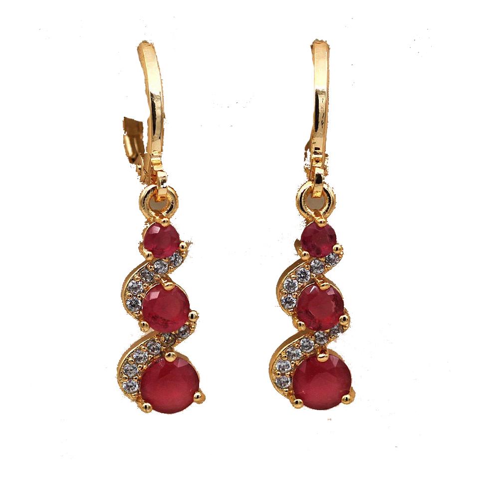 ZAKOL Red Cubic Zirconia Hanging Earrings for Women Gorgeous Ear Accessories Wedding Party Aesthetic Earrings New Zircon