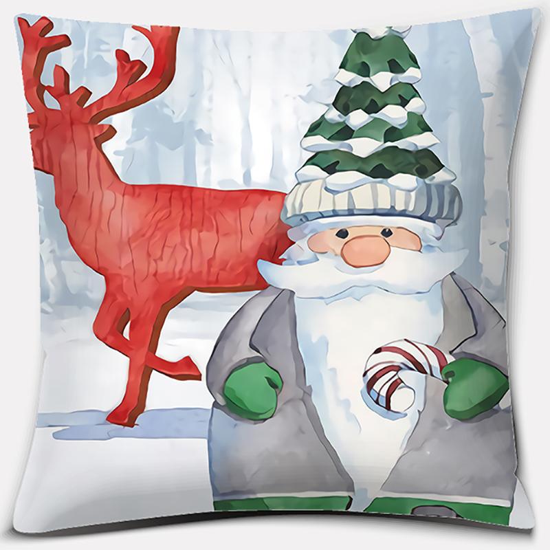 Santa Print Series Pattern Pillowcase Square Pillowcase Home Office Decoration Pillowcase