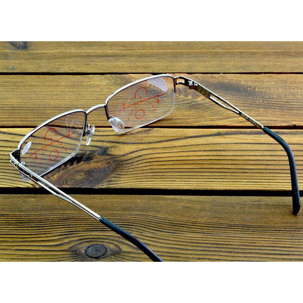 Прямоугольные прогрессивные мультифокальные очки для чтения в полуободке — фото 5