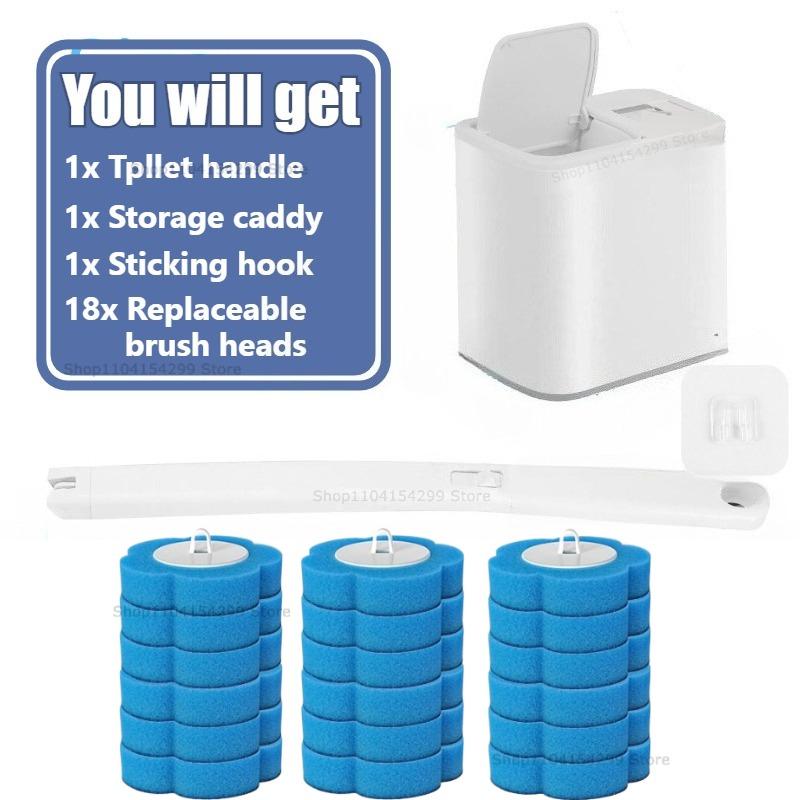 Disposable Toilet Brush Replacement Head Cleaning Kit Lengthened Handle Auto Lid Opening Toilet Bowl Cleaner Kit for Bathroom