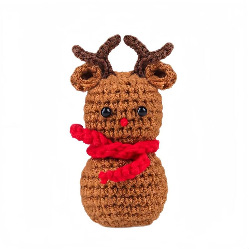 Cute Crochet Positive Energy Santa Dolls,Table Decoration with Card,Pocket Handmade Knitted Dolls Christmas Gift Home Decoration